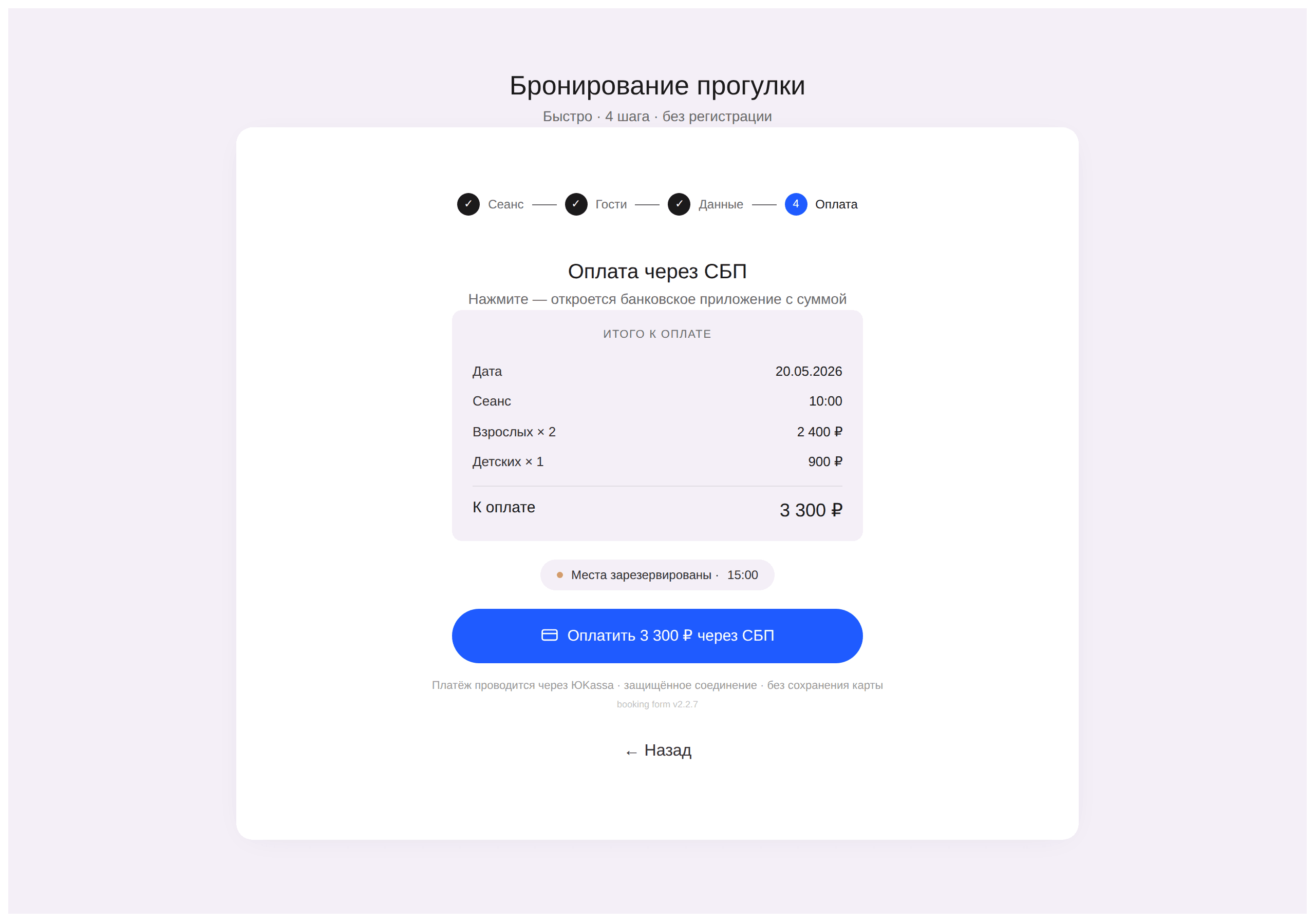 Шаг 4: оплата через СБП
